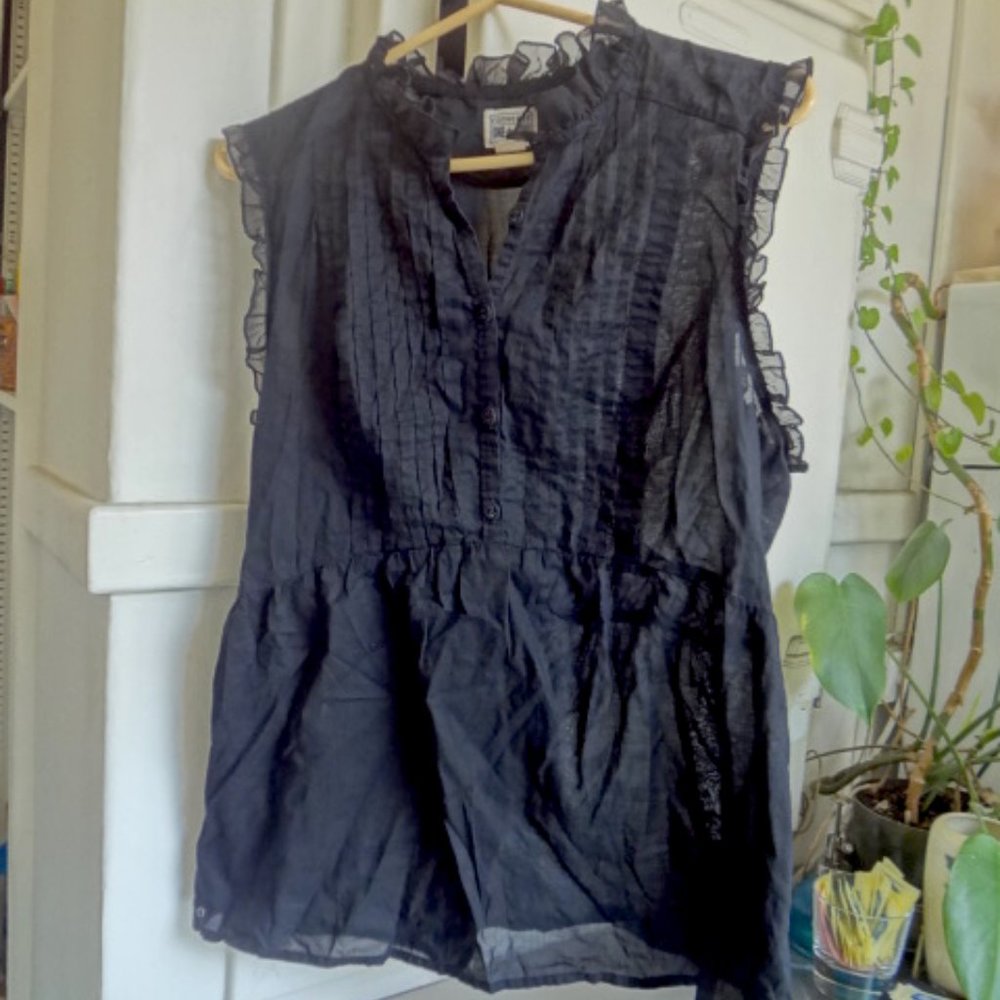 Black Ruffled Converse One Star Sleeveless Top XL